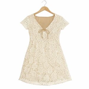 Ultra Flirt Cream Floral Lace Dress